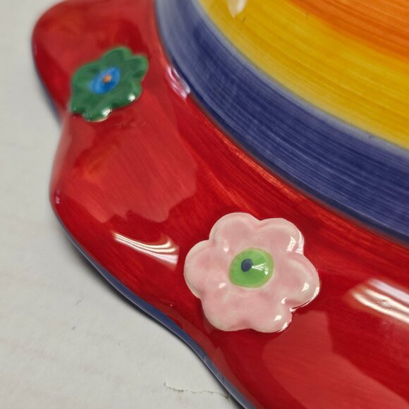 Nicole Engblom Artist Colorful Whimsical Ceramic Flower Bowl Decor Display Art - Picture 5 of 10